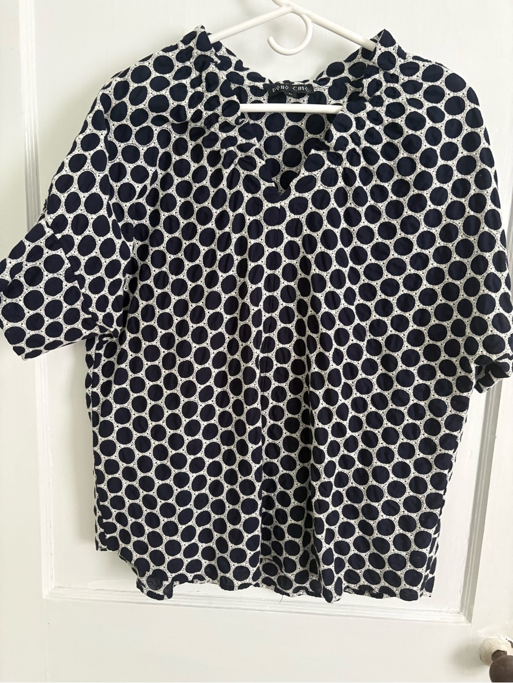 100% cotton blouse. Navy w white details BoHo Chic Size. Large